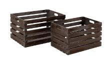 GwG Outlet Set of 2 Wood Wine Crate in Rustic Brown Finish 50219