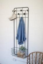 Kalalou Metal Wall Coat Rack With Storage Basket CLL2275