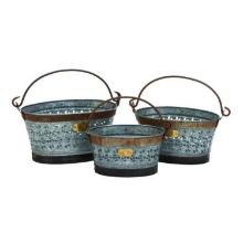 Galvanized Metal Basket Set 3 16", 14", 13 38156