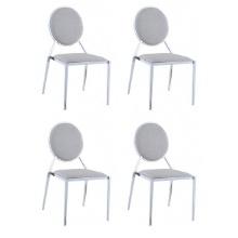 Chintaly Imports Round Back Set Of 4 Side Chair With Chrome Finish LISA-SC-508
