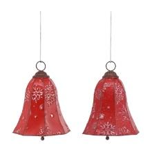 Melrose Set Of 2 Iron Bell Ornament With Red Finish 83212DS