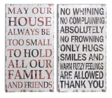 GwG Outlet Set of 2 Wall Plaques with Distressed Rustic White Finish 50946