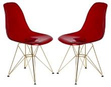 Leisuremod Cresco Molded Eiffel Set Of 2 Side Chair With Gold Base CR19TRG2