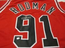 Dennis Rodman of the Chicago Bulls signed autographed basketball jersey PAAS COA 353