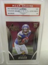 Stefon Diggs Vikings 2015 Rookies & Stars ROOKIE #161 graded PAAS Gem Mint 10