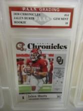 Jalen Hurts Oklahoma 2020 Chronicles ROOKIE #14 graded PAAS Gem Mint 10