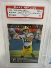 Jordan Love GB Packers 2020 Chronicles ROOKIE #PA-4 graded PAAS Gem Mint 9.5