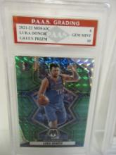 Luka Doncic Mavericks 2021-22 Mosaic Green Prizm #6 graded PAAS Gem Mint 10