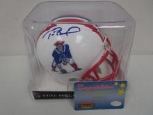 Tom Brady of the New England Patriots signed auto mini football helmet Mounted Memories COA