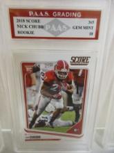 Nick Chubb Georgia Bulldogs 2018 Score ROOKIE #365 graded PAAS Gem Mint 10