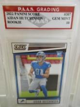 Aidan Hutchinson Detroit Lions 2022 Panini SCore ROOKIE #307 graded PAAS Gem Mint 10