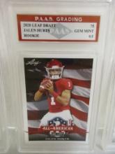 Jalen Hurts 2020 Leaf Draft All American ROOKIE #75 graded PAAS Gem Mint 9.5