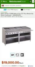 72" Bakers Pride natural gas floor model Glo Stone Charbroiler (original price $19,000)