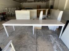 9ft White washed distressed wood group Dinning Table with aluminium legs. The Table is long so there