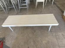 60" x 19" Slatted Top White Wood Table