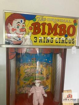 Vintage Original Bimbo 3 Ring Circus Arcade Machine 72 x 27 x 24 as found
