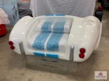 1965 "AC Shelby Cobra" Car Sofa White w/Baby Blue Stripes