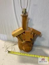 Wood motorcycle engine lamp 20 x 12 x 10