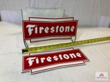 Vintage "Firestone" Tire Stand w/2 Signs