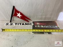 1997 "Titanic" 1 Red White Star Line Flag & 1 SS Titanic Ship Sign