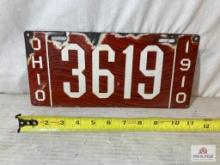 1910 "Ohio 3619" Porcelain License Plate