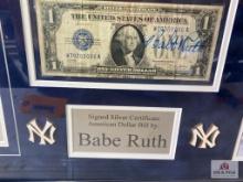 Babe Ruth signed US $1 bill with COA