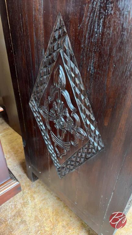 NEW Indonesia Hand Carved Mahogany 2-Door Cabinet