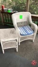 Outdoor Wicker Chair and Table