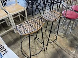 2 Wicker and Metal Stools