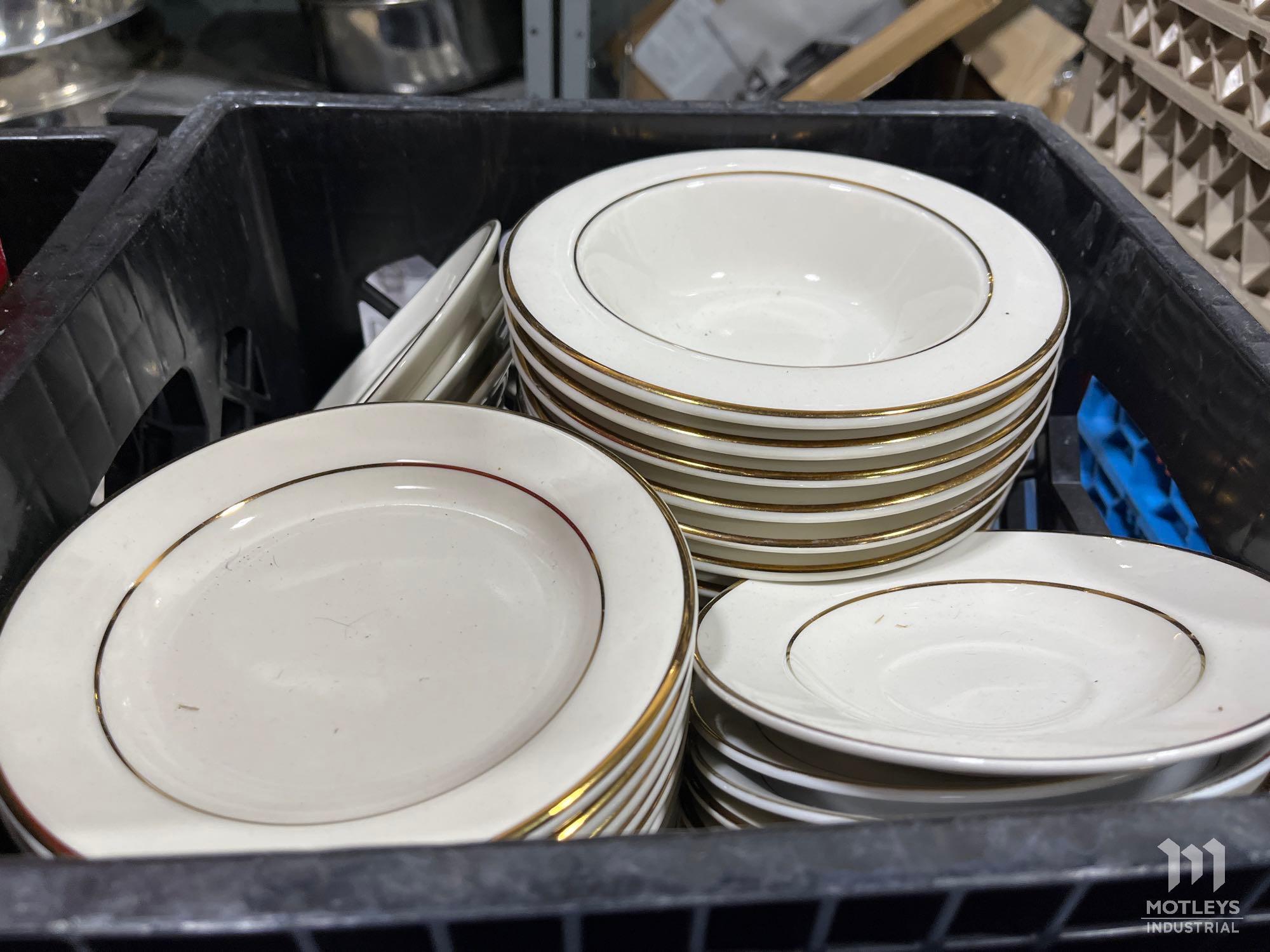 16 Boxes and Crates: China Plates, Saucers, Cups