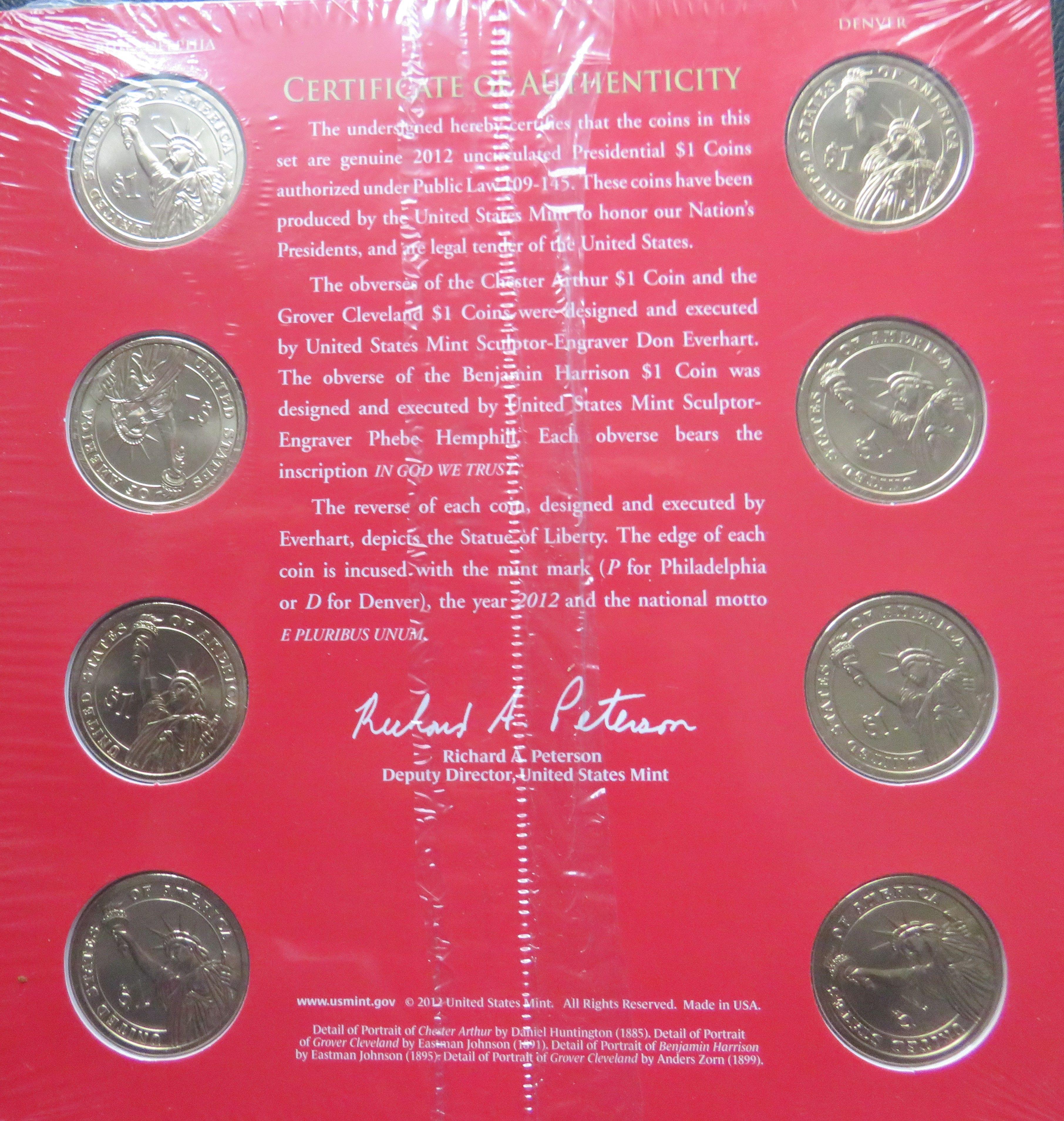 2012- Presidential $1 Coin Uncirculated Set
