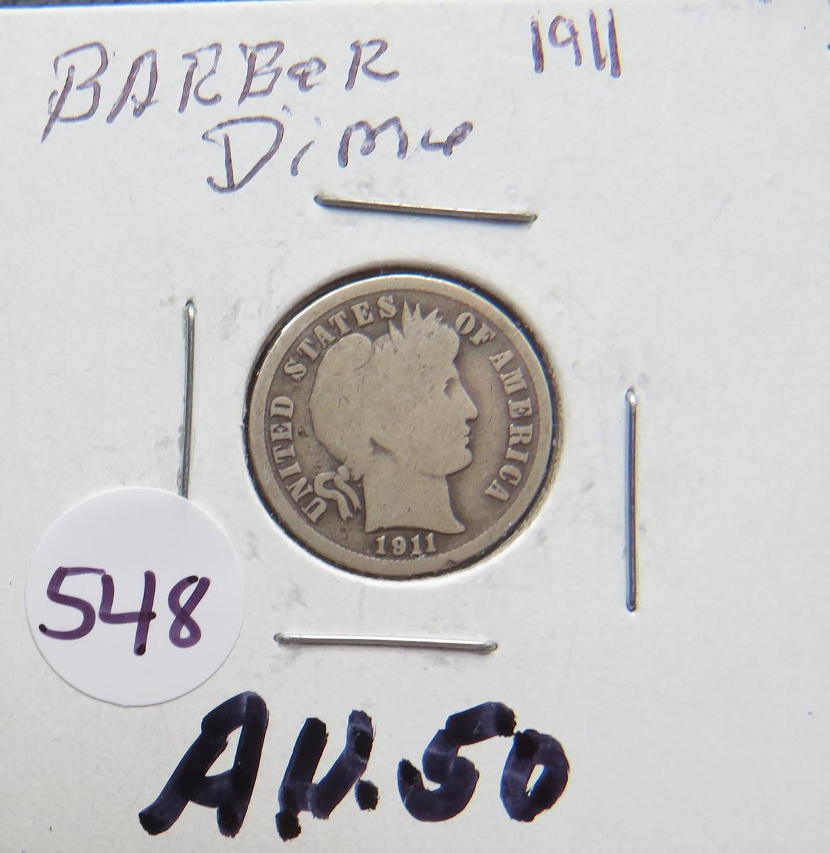 1911- Barber Dime