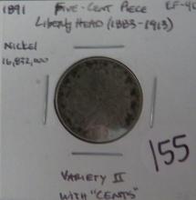 1891- Liberty Head Nickel