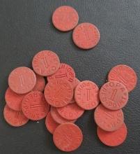 20- WW2 Era Red Point Ration Tokens