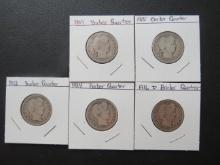 1909, 1912, 1914, 1915 1916-D Barber Quarters