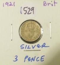 1921- Brit 3 pence, Silver