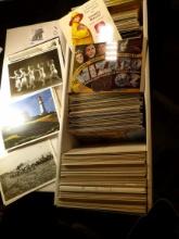 Approximately (1000) Old Post Cards including several with Post marks & old stamps. In a Post card s