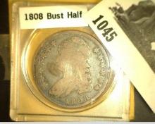 1808 Capped Bust Half Dollar in a Snaptight Case. Scratches on reverse.