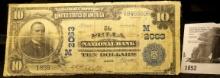 Series 1902 $10 The Pella National Bank Pella Iowa, Large Size, Plain back, Regional Letter M, #1859