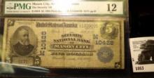Series 1902 $5 The Security National Bank of Mason City Iowa, Large Size, Plain back, Charter # 1042