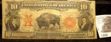 Series 1901 $10 "Bison" (Buffalo Note) Silver Certificate, S/N E60265976, signed Speelman & White.