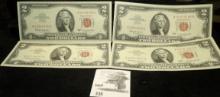 (4) Series 1963 $2 U.S. Notes, all Red Seals. Crisp Unc.