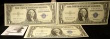 (3) $1 Silver Certificates, (2) Series 1935F & (1) Series 1935G, all High grades.
