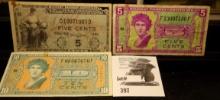 Series 481 Five Cent; Series 541 Five & Ten Cent U.S. Military Payment Certificates.