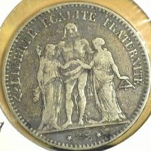 1875 French Silver 5-Francs.