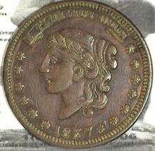 1837 Hard Times Token, Liberty Head, Millions for Defense not one cent for Tribute