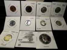 1964 P Proof Lincoln Cent; 1962 P Proof Jefferson Nickel; 1960 P, (2) 61 P, 62 P, 63 P, 64 P, & 2021
