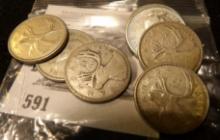 (8) 1938-1967Silver Canadian Quarters.