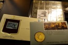 1976 Bicentennial Medal First Day Cover, 3c Texas Stamp on Cover & Coin Album will Hold 300 Small Si