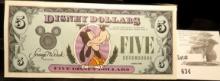 Series 1988 Walt Disney $5.00 Note AU-Unc.